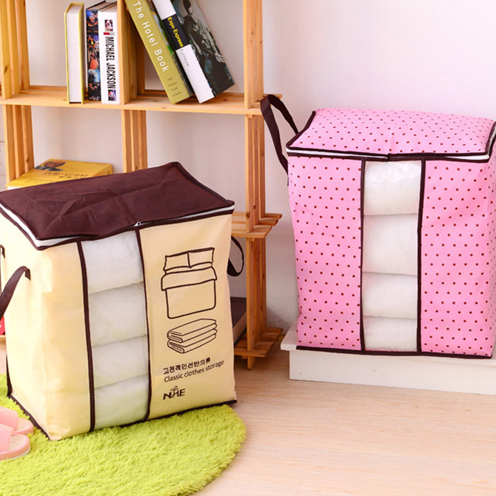 Non-Woven Fabric Clothes Quilt Bedding Zipper Storage Bag Holder Pouch Organizer