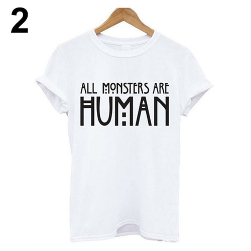 Men Women Fashion Summer Letters Print Casual Short Sleeve Tee Top T-shirt