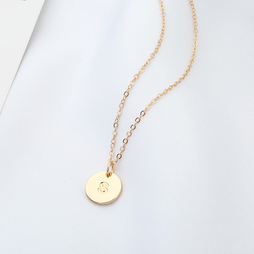 Fashion Simple Letter Round Pendant Chain Necklace Women's Jewelry Party Gift
