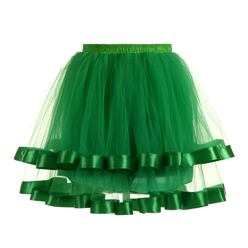 Women Double Layers Vintage Tutu Petticoat Gauze Skirt Prom Evening Party Dress