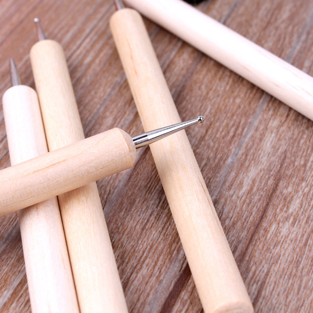 5Pcs/Set Pro 2-Way Wooden Nail Art Dotting Dot Pen Painting DIY Manicure Tools