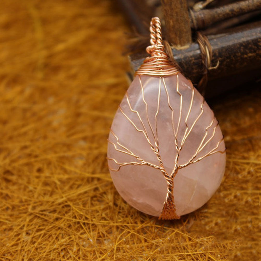 Natural Stone Waterdrop Shape Pendant Charm Necklace Jewelry DIY Accessory