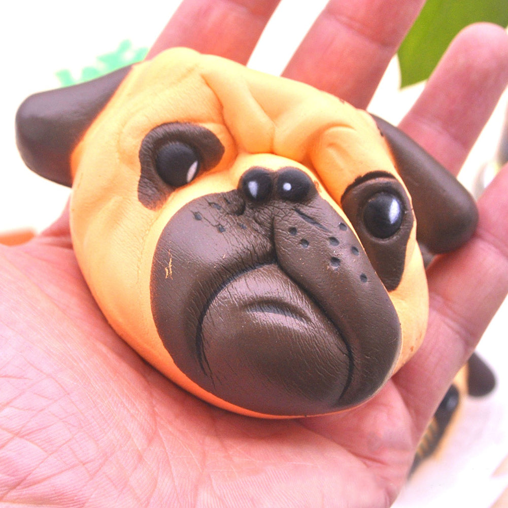 Funny Bulldog Head Simulation Squishy Slow Rising Toy Stress Reliever Xmas Gift