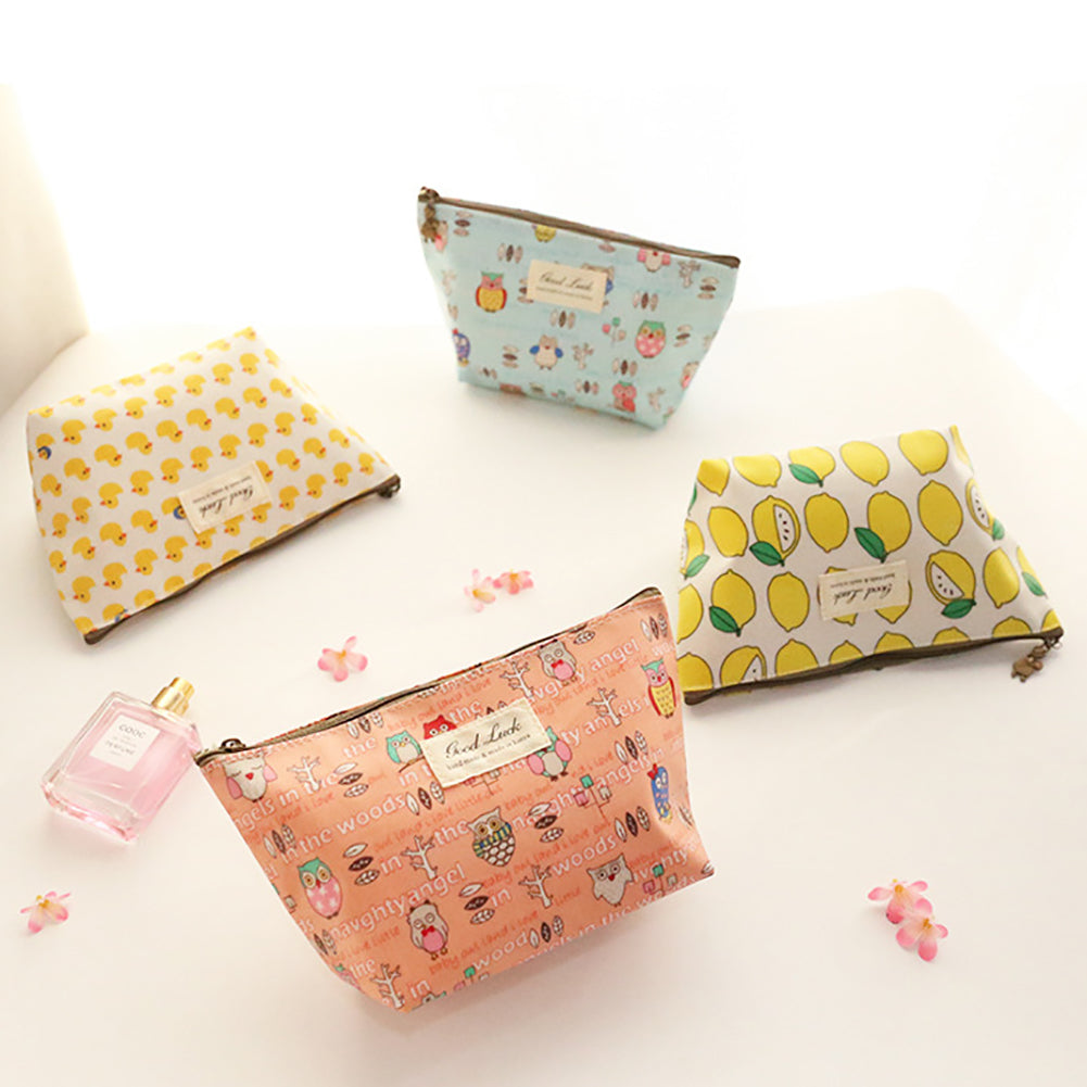 Cartoon Fruit Animals Women Cosmetic Make up Storage Bag Organizer Zipper Pouch