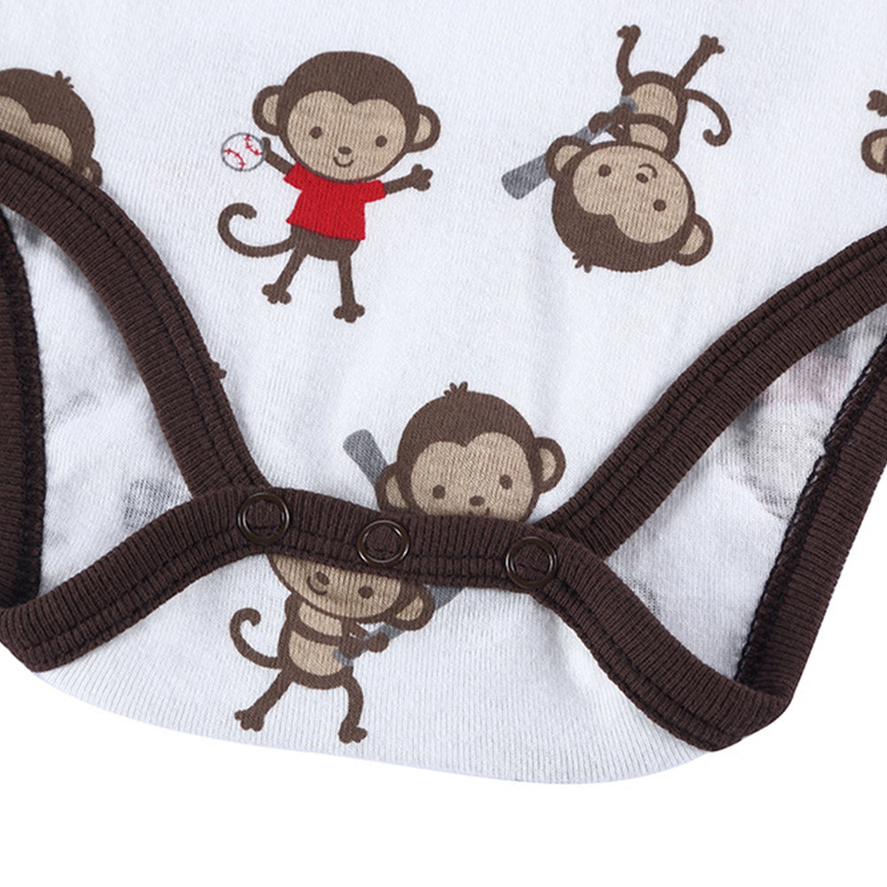 Infant Boy Girl Short Sleeve Romper Baby Cartoon Monkey Soft Cotton Jumpsuit
