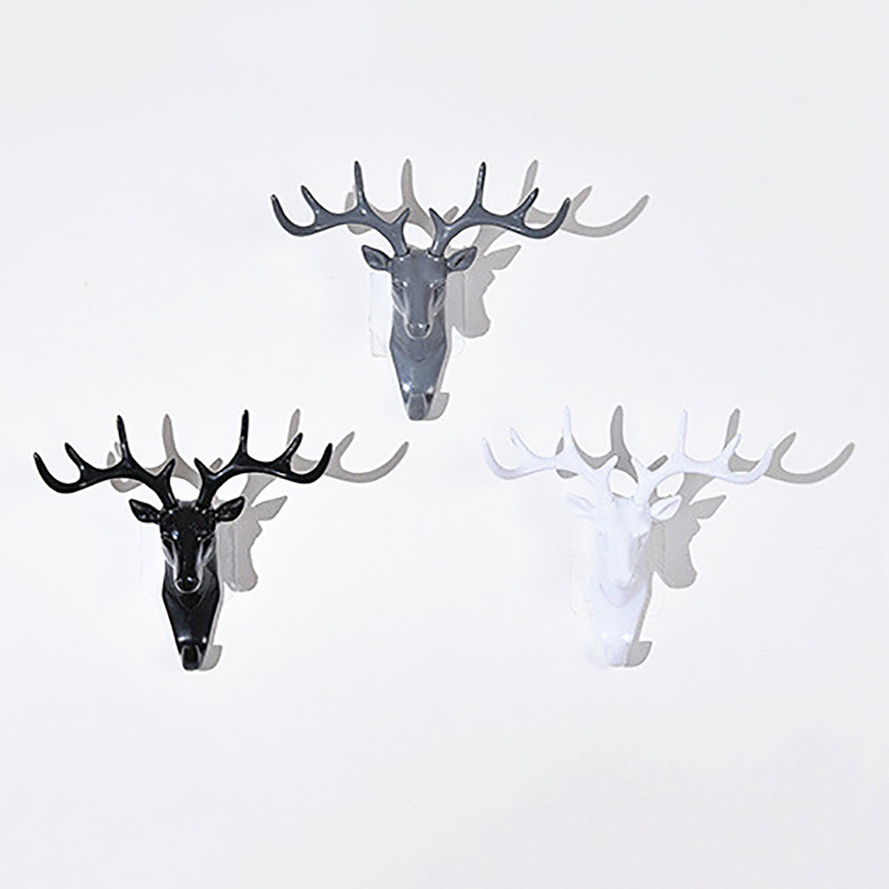 Fashion Deer Head Antlers Self Adhesive Keys Hat Holder Wall Door Hook Hanger
