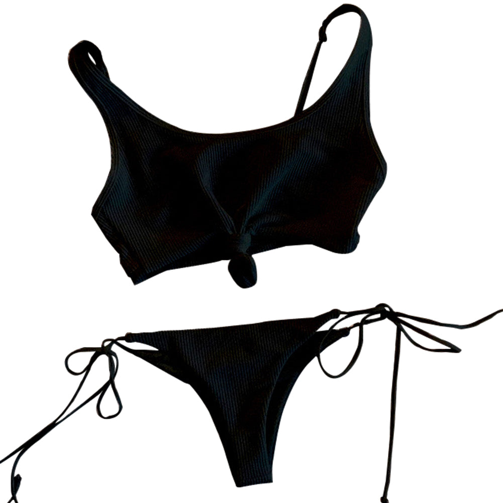 Fashion Women's Bikini Set Bandage Push Up Bra Briefs Solid Color Beachwear