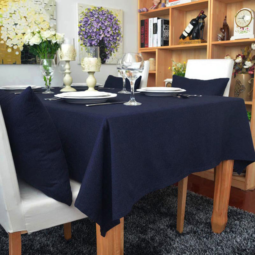 Solid Color Table Cloth Cotton Linen Rectangle Tablecloth Washable Desk Cover