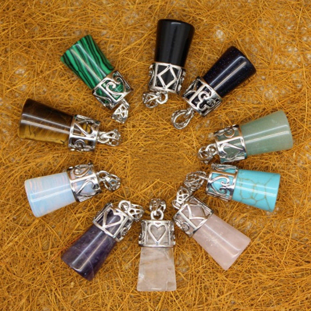 Vintage Cylinder Crystal Faux Gemstones Pendant for Necklace DIY Jewelry Making