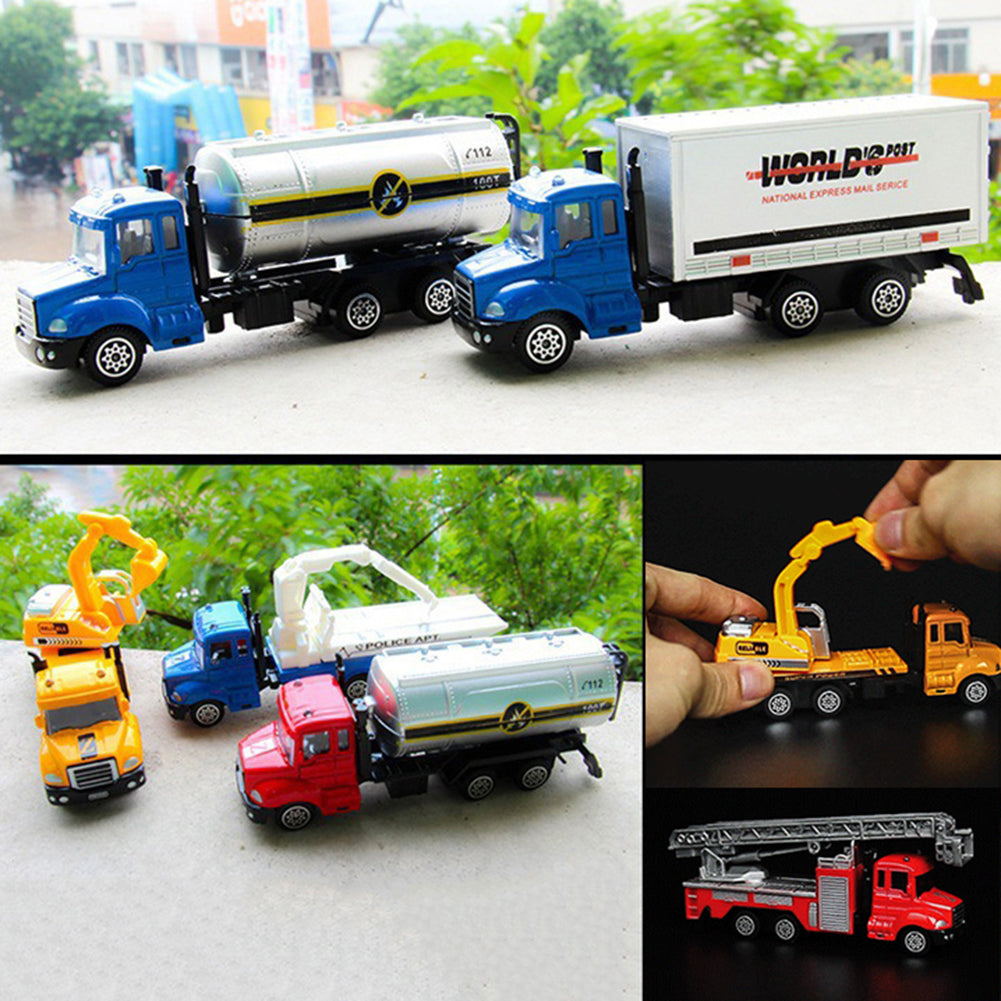 Mini 1:64 Scale Aerial Ladder Fire Truck Simulation Car Model Children Kids Toy