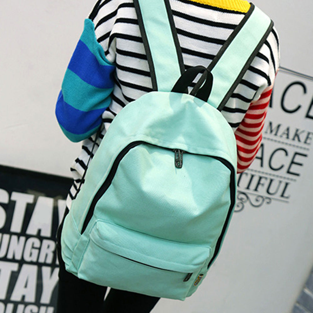 Simple Canvas Students Women Girl Backpack Rucksack School Shoulder Bag Bookbag