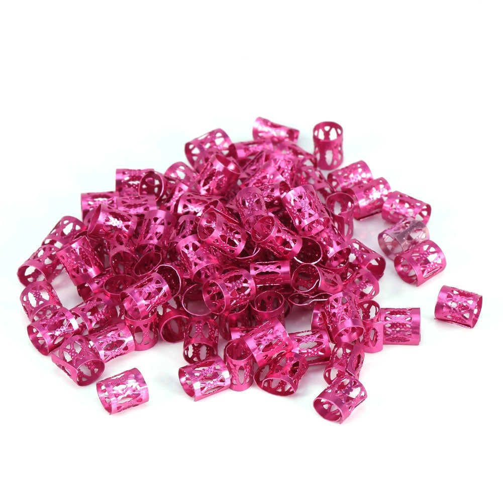 100Pcs 8mm Hole Dreadlock Hair Braiding Ring Bead Cuff Clip Tube Accessories