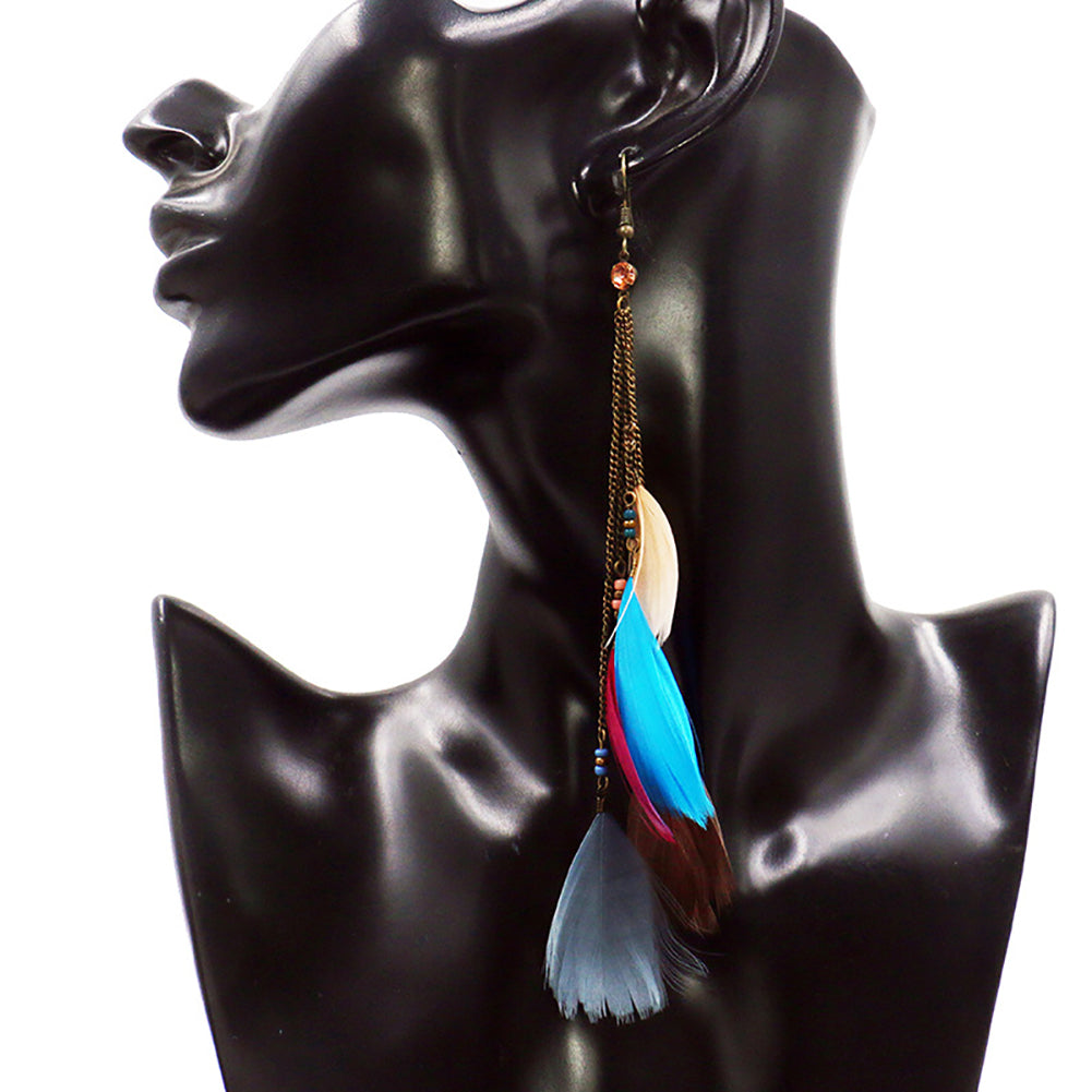 Bohemian Fashion Women Feather Tassel Hook Earrings Seaside Holiday Jewelry Gift
