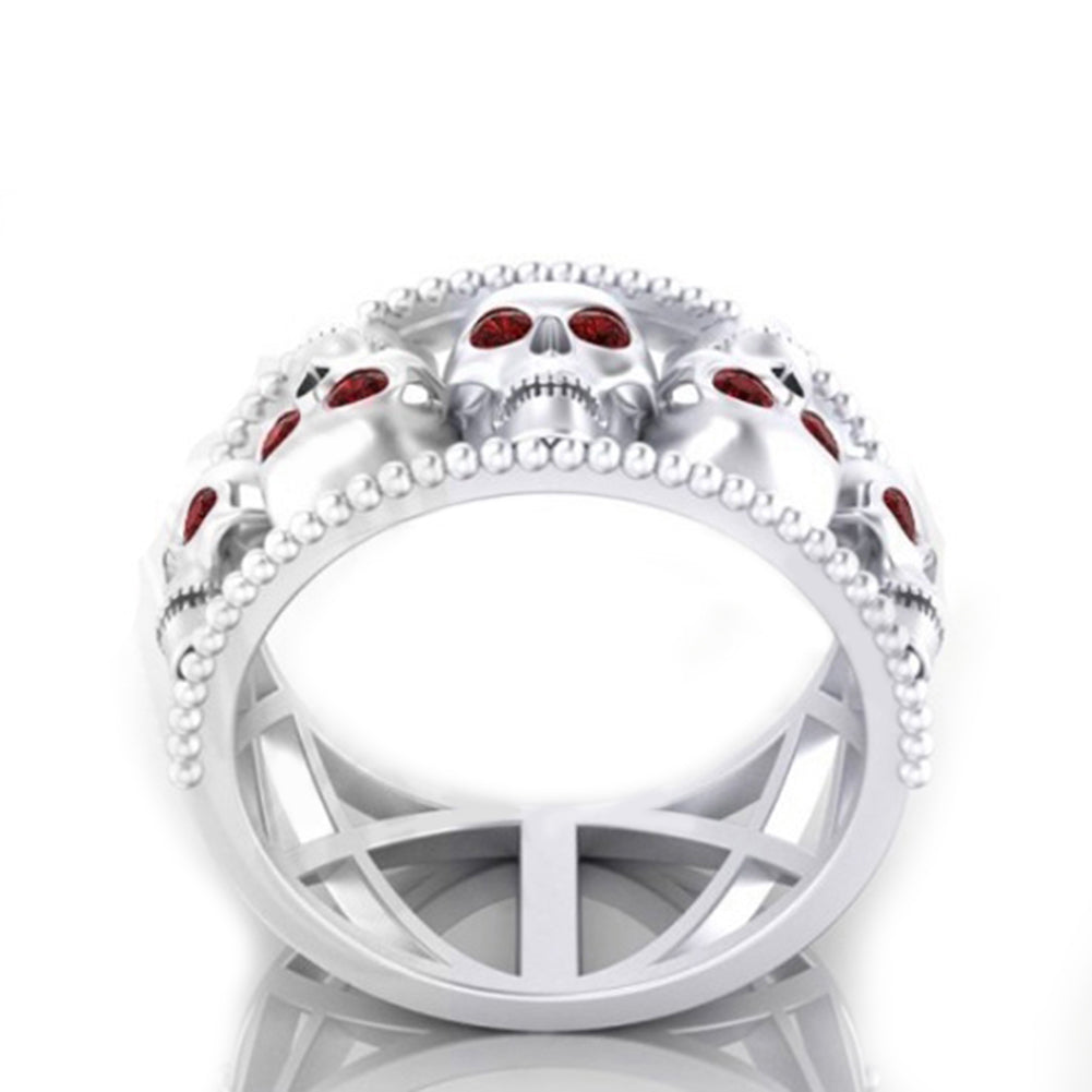 Party Club Luxury Round Cut Rhinestone Punk Skull Ring Women Finger Jewelry