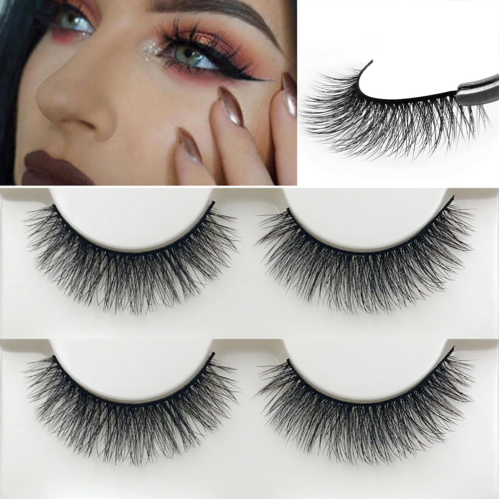 3 Pairs False Eyelashes Long Thick Cross Eye Lashes Extension Women Makeup Tool