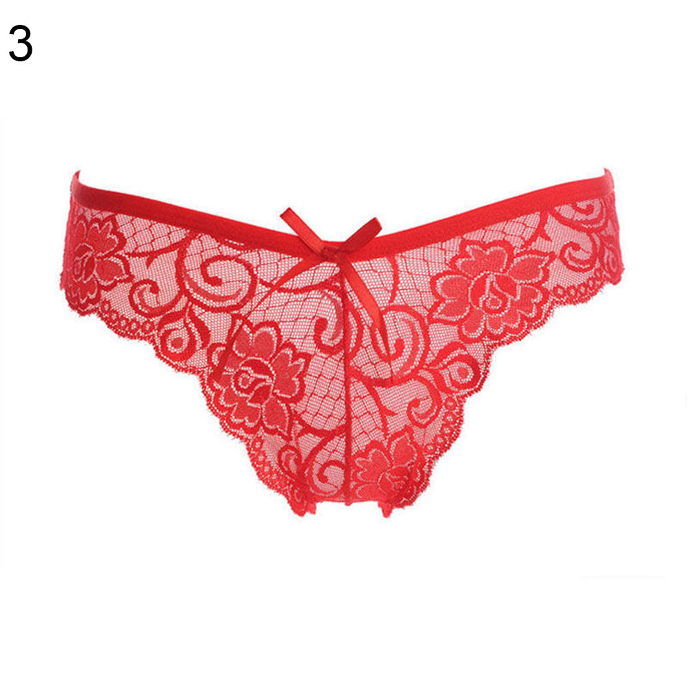 Women Sexy Lace See-through V-string Briefs Panties Thongs G-string Underwear