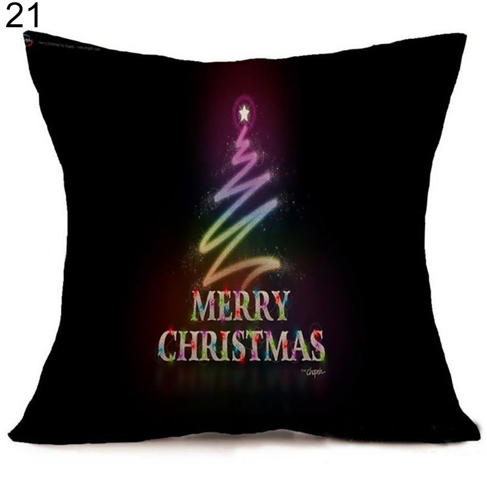 Christmas Santa Claus Deer Print Cushion Cover Pillow Case Square Car Home Decor