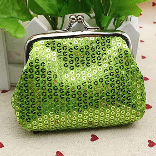 Fashion Women Sequins Buckle Mini Change Coin Purse Clutch Handy Wallet Bag