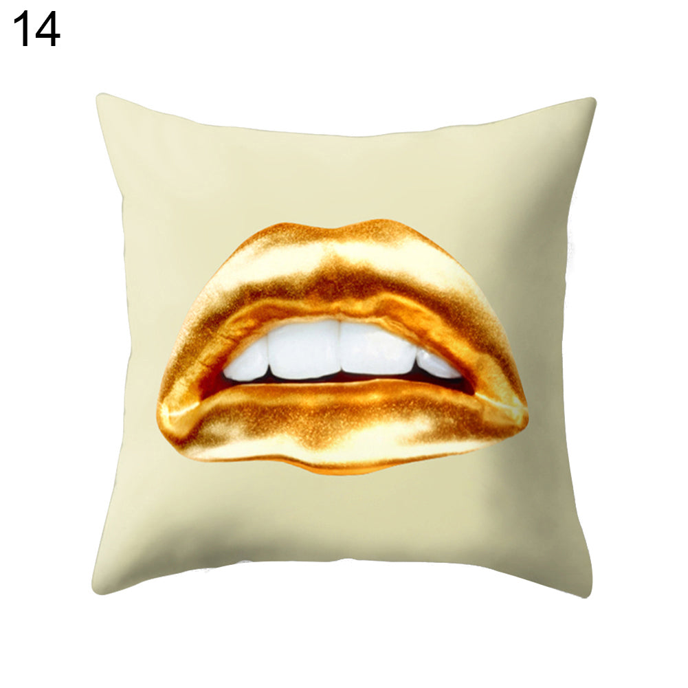 Hot Sexy Lips Print Square Throw Pillow Cover Cushion Case Car Home Sofa Decor