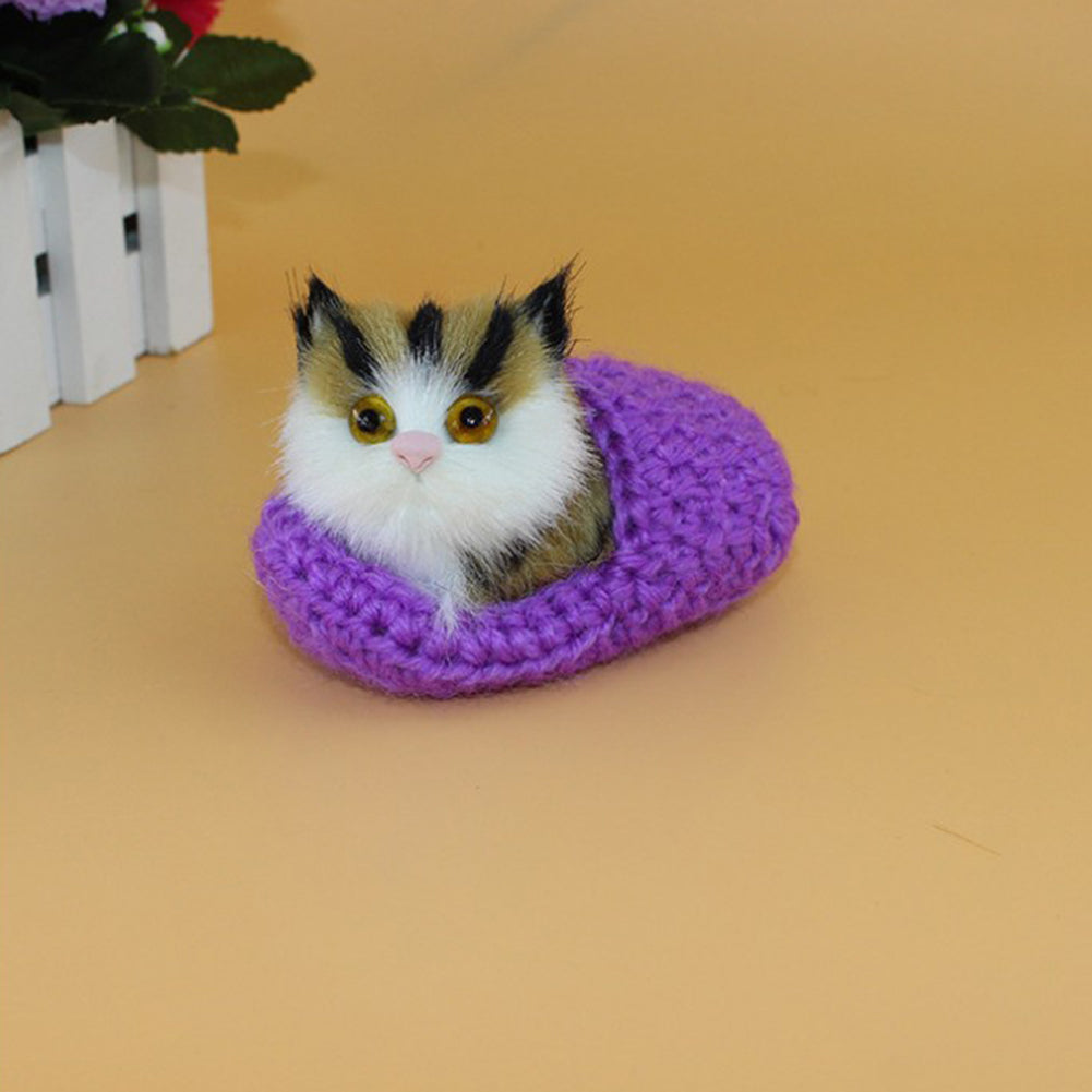 Kids Toy Cute Cat Slippers Sounding Simulation Plush Animal Decor Xmas Gift