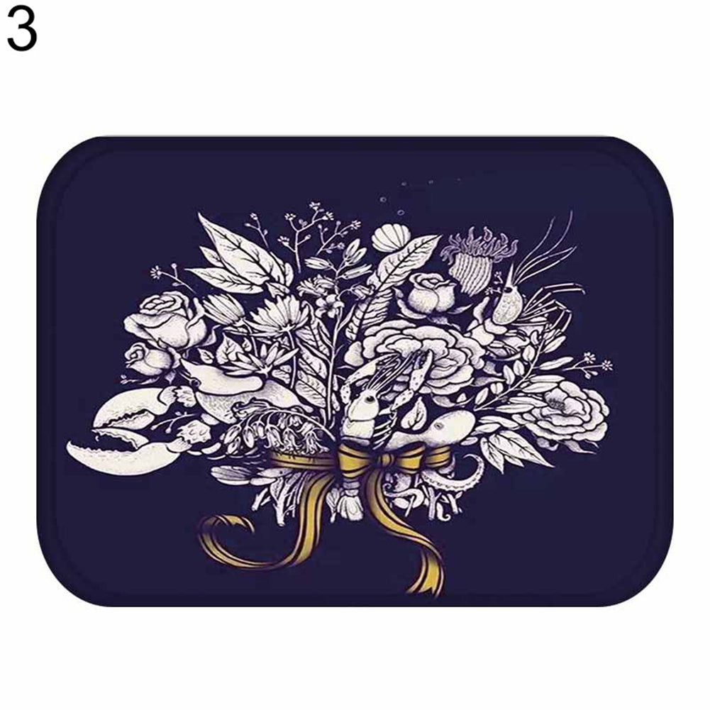 40*60cm Living Room Flower Print Rug Doormat Anti-skid Floor Carpet Home Decor