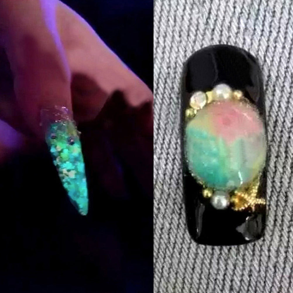 Glitter Beauty Nail Art Luminous Powder Sticker Acrylic Manicure Tips DIY Decor