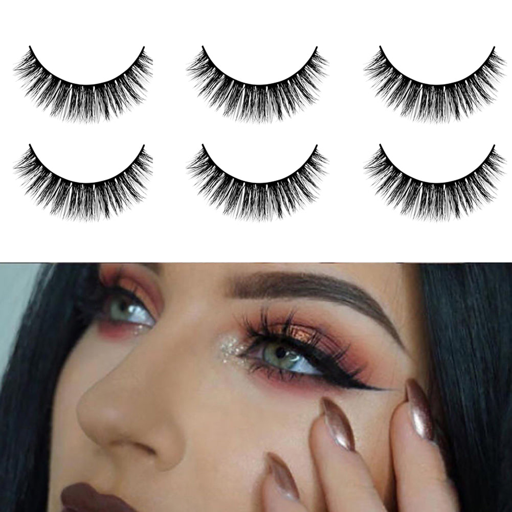 3 Pairs Mink Hair Imitation Thick False Eyelashes Natural Curly Lashes Extension
