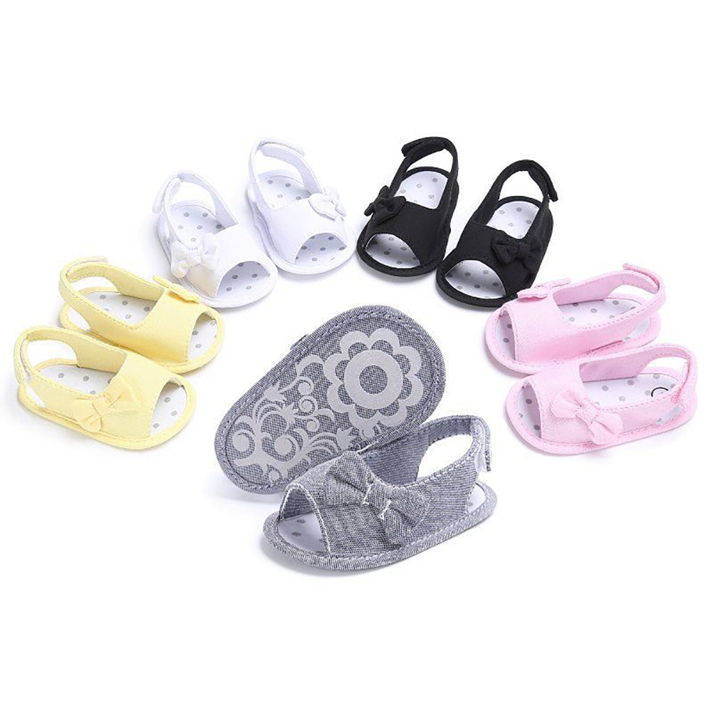 Baby Girl Cute Bowknot Flower Soft Sole Prewalker Anti-Skid Shoes Summer Sandals