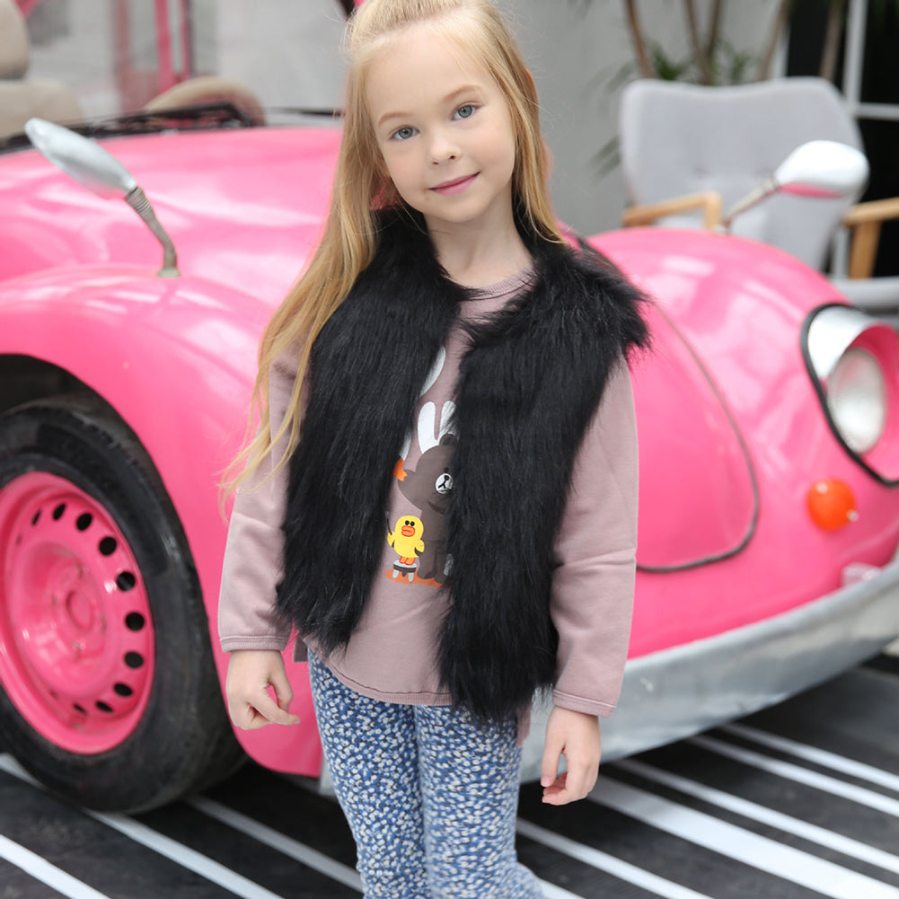 Children Kids Unisex Sleeveless Vest Winter Outwear Coat Faux Fur Baby Jacket