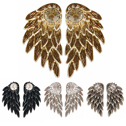 Women's Angel Wings Rhinestone Inlaid Alloy Ear Studs Party Jewelry Earrings