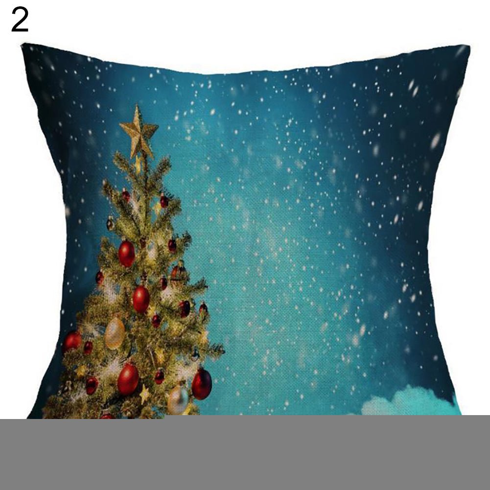 Christmas Santa Claus Deer Print Cushion Cover Pillow Case Square Car Home Decor