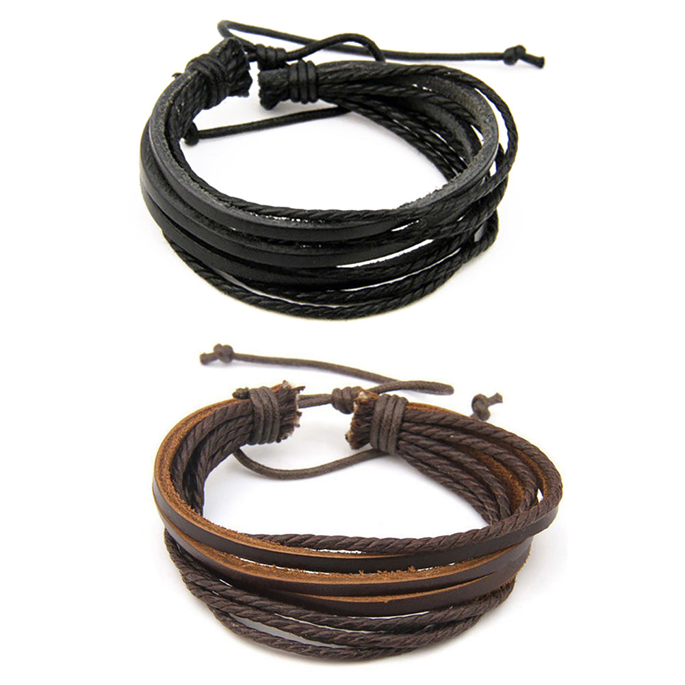 1 Pc Fashion Women/Men Multilayer Faux Leather Bracelet Casual Braid Bangle