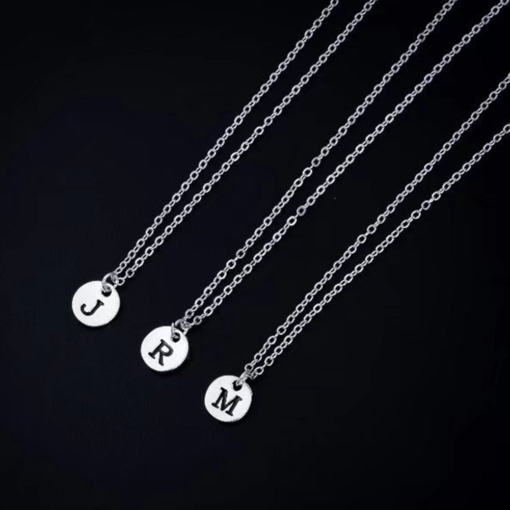 Fashion Simple Letter Round Pendant Chain Necklace Women's Jewelry Party Gift