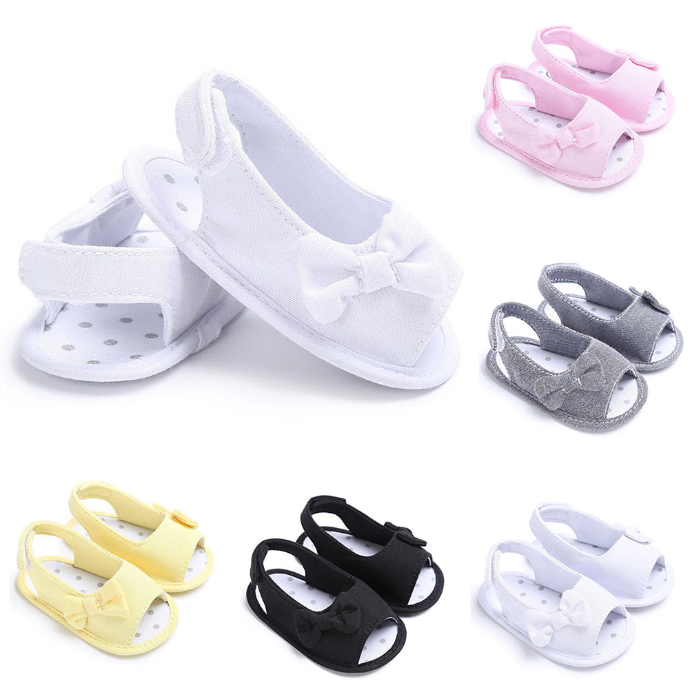 Baby Girl Cute Bowknot Flower Soft Sole Prewalker Anti-Skid Shoes Summer Sandals