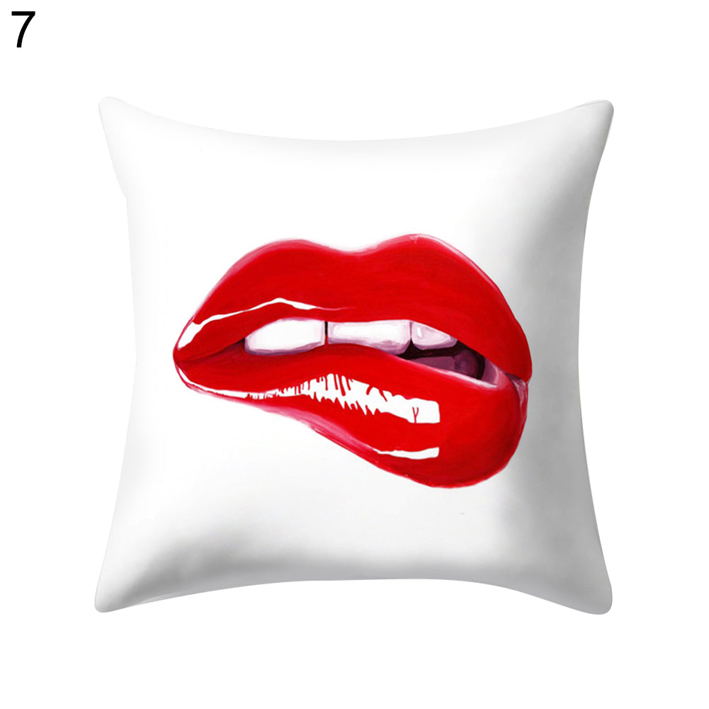 Hot Sexy Lips Print Square Throw Pillow Cover Cushion Case Car Home Sofa Decor