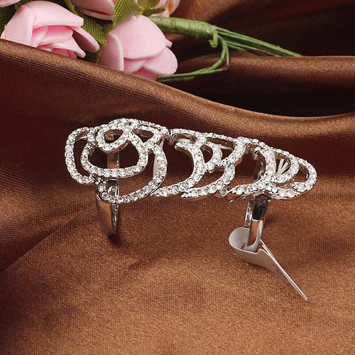 Women Bendable Hollow Twinkling Rhinesone  Rose Knuckle Finger Chic Joint Ring