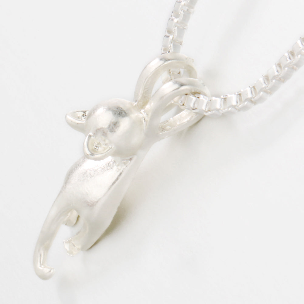 Women 925 Sterling Silver Lovely Jumping Cat Pendant Charm Necklace Jewelry