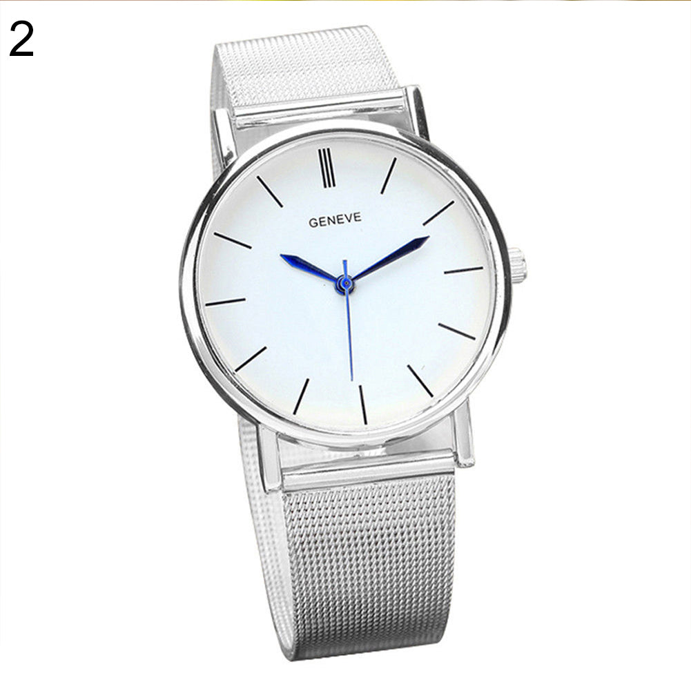 Stainless Steel Mesh Band Strap Men Women Quartz Wrist Watch Valentine's Gift