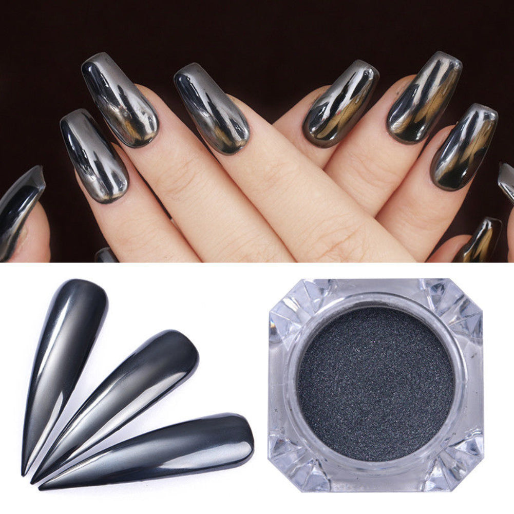 Black Mirror Effect Shinning Glitter Pigment Dust Women Party Nail Art Powder