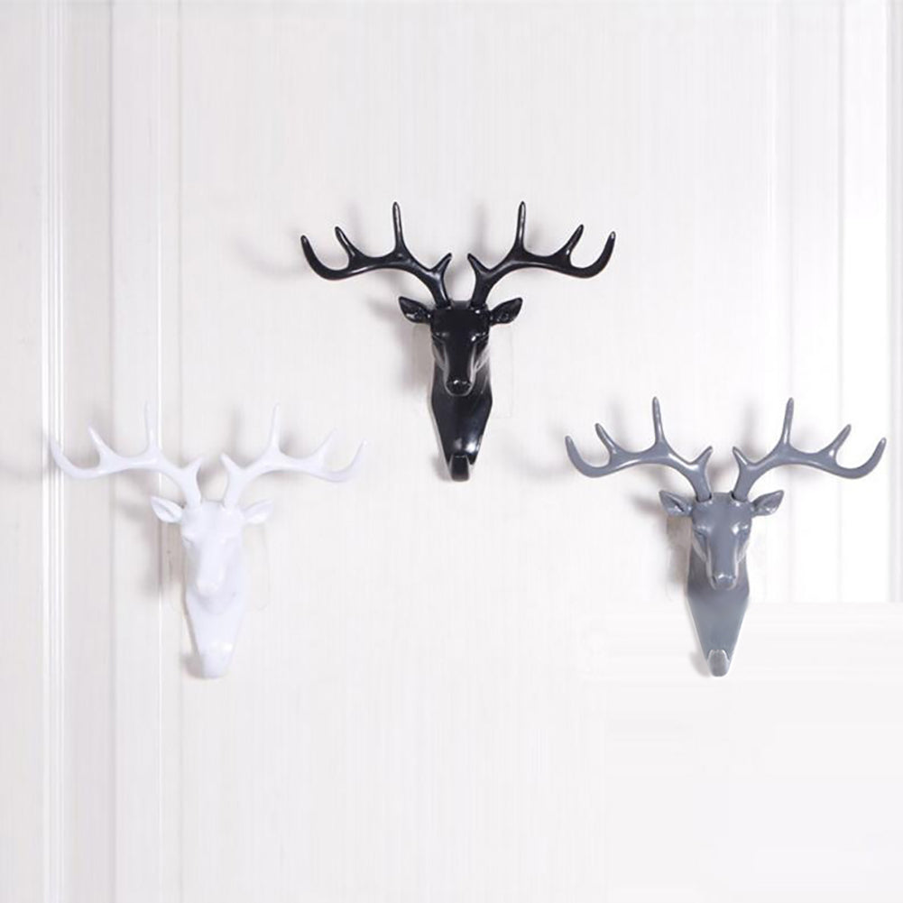 Fashion Deer Head Antlers Self Adhesive Keys Hat Holder Wall Door Hook Hanger