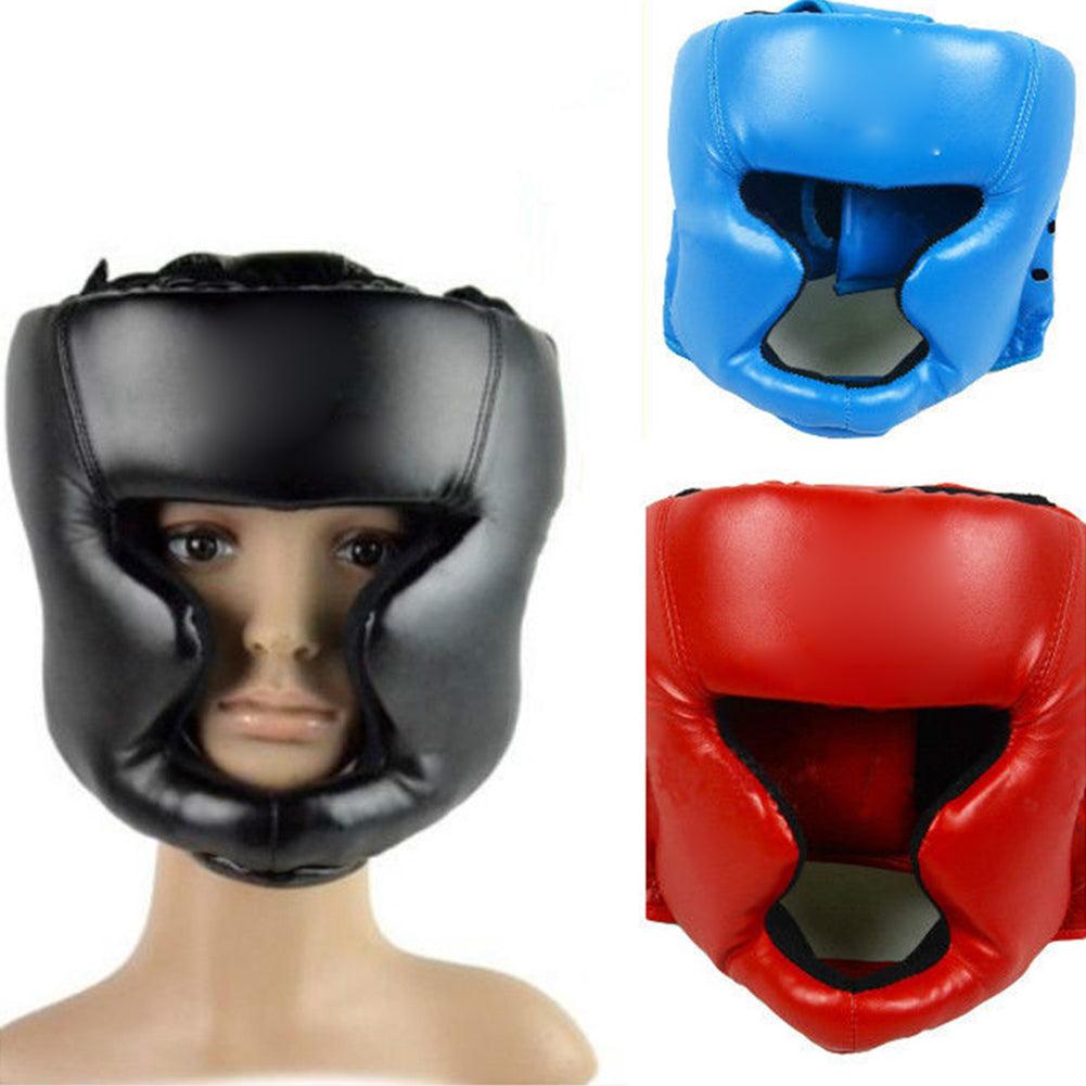 Faux Leather Boxing Martial Arts MMA Helmet Head Guard Headgear Head Protection