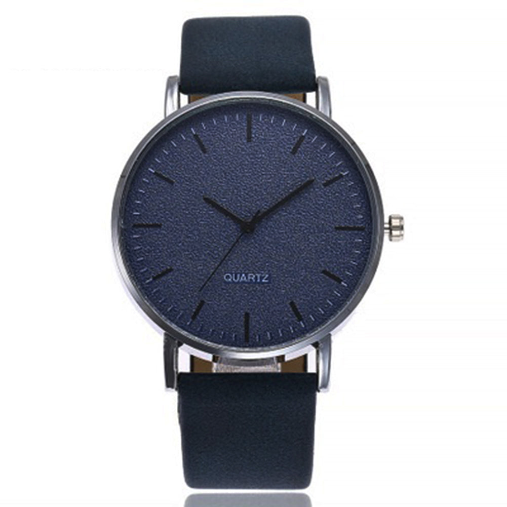 Simple Women Men Analog Quartz Round Dial Faux Leather Strap Wrist Watch Gift