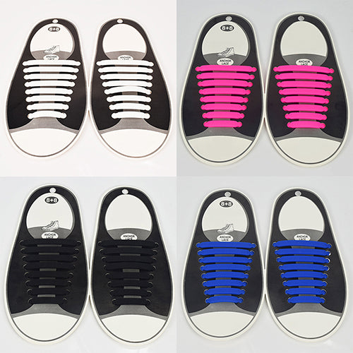 16Pc/Set Women Men Athletic Shoelaces Elastic Silicone All Sneakers Fit Strap