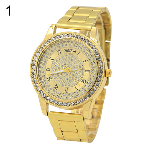 Men's Women's Fashion Rhinestone Inlaid Wristwatch Luxury Analog Business Watch