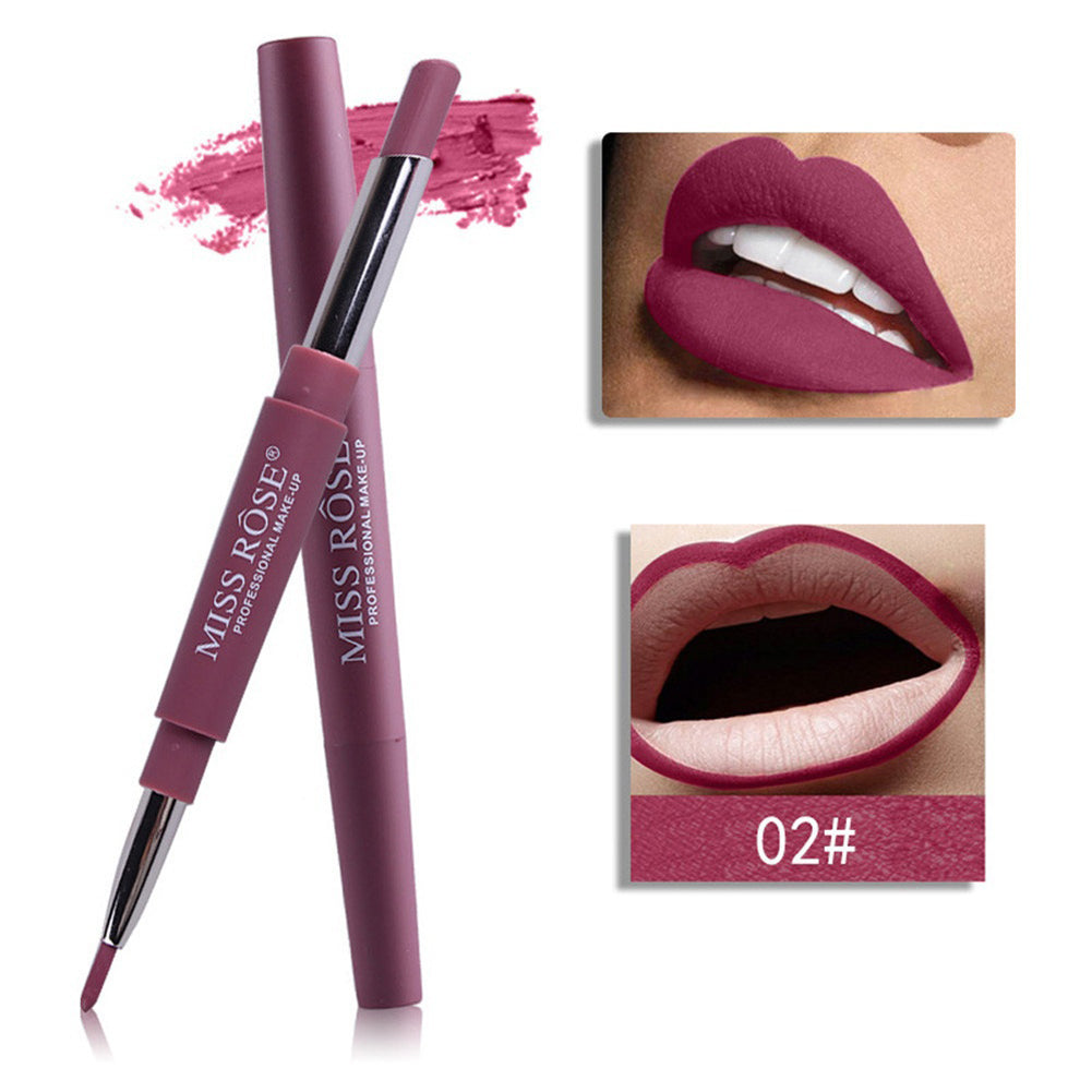 Women's Fashion Long Last Dual Head Lipliner Matte Lip Lipstick Pencil Makeup