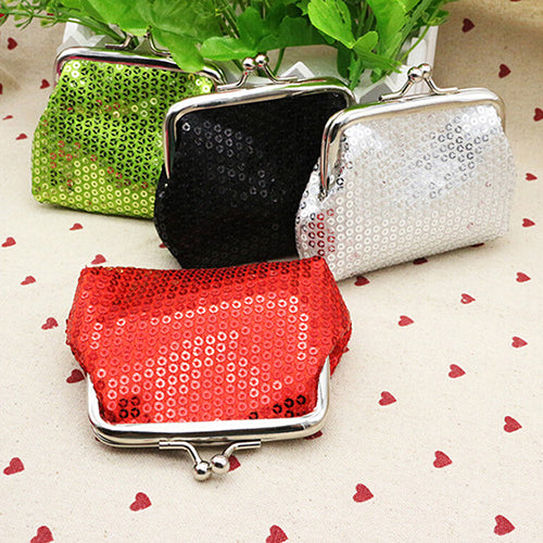 Fashion Women Sequins Buckle Mini Change Coin Purse Clutch Handy Wallet Bag