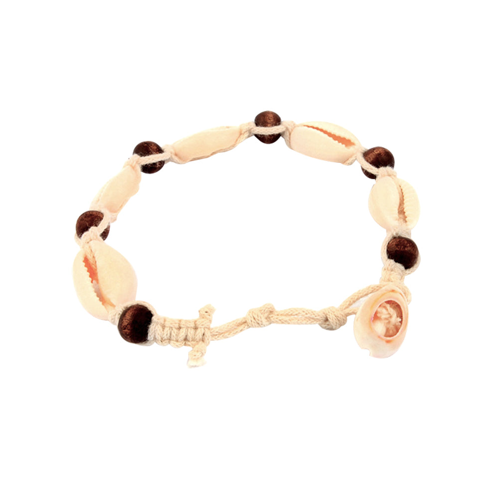 Women Knitted Wooden Beads Shell Summer Beach Anklet Ankle Bracelet Foot Jewelry