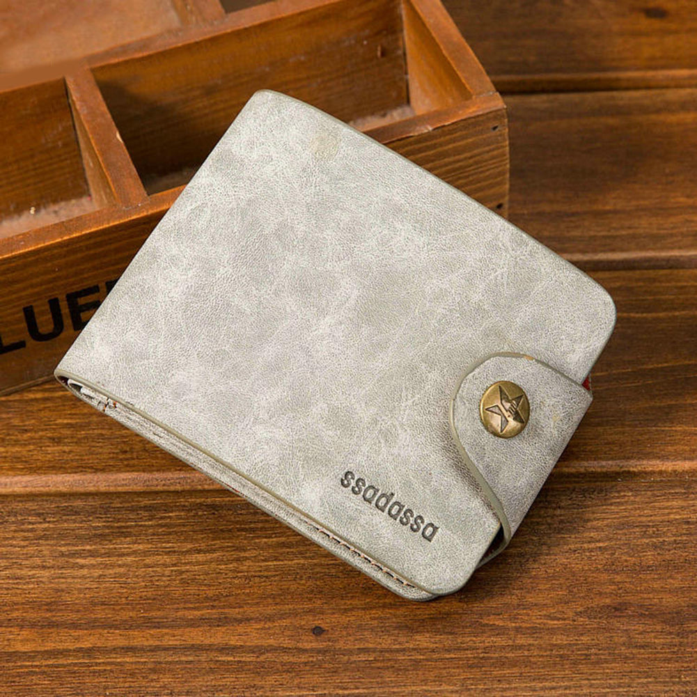 Men Faux Leather Folded Zipper Short Wallet Coin Cards Cash Slots Purse Gift