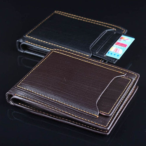 Men's Faux Leather Bifold Credit Card Slots Wallet