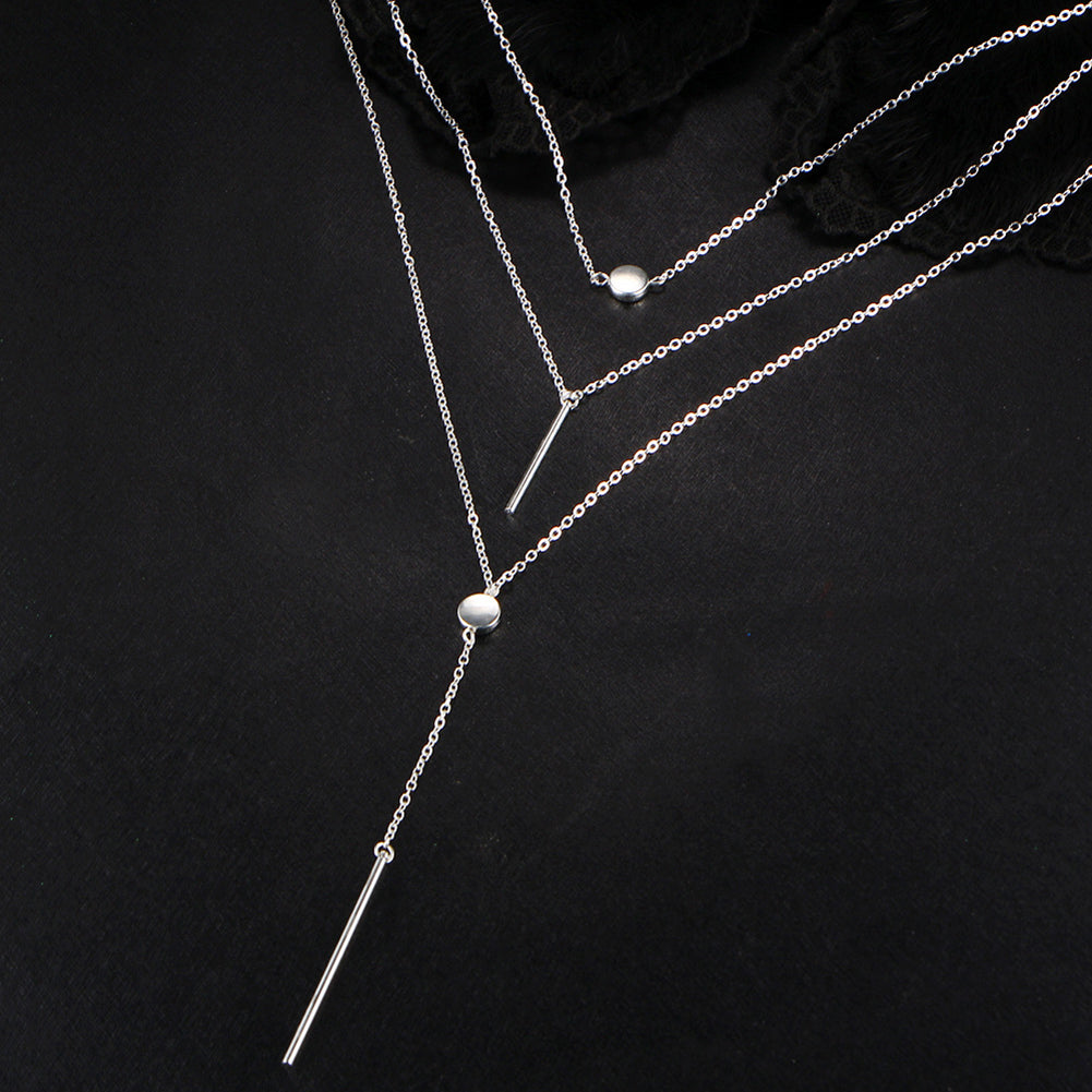 Multi Layers Bar Tassel Chain Dangle Charm Pendant Women Boho Necklace Jewelry